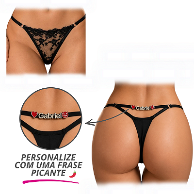 Calcinha Personalizável de Tule Bordado com Renda e Fio Duplo - Tamanho Único