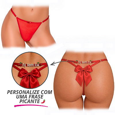 Calcinha Fio Dental Personalizável Com Laço - Tamanho Único