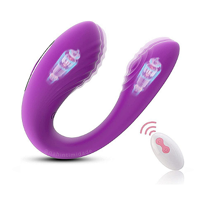 Vibrador de Casal Com Controle Remoto 5 Vibrações - Roxo - Recarregável