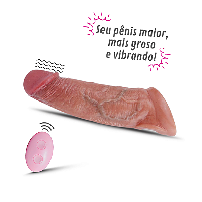 Capa Peniana de Aumento com 10 Vibrações e Controle Remoto - 20x4,5cm - Recarregável - Lançamento