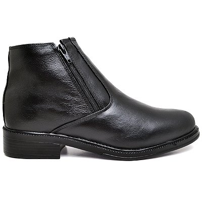 Bota Botina Social Masculina Couro Pelica Extra Leve Com Zíper Preta