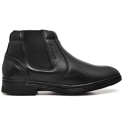 Bota Botina Ortopédica Elastico Calce fácil Bico Redondo Masculina Anatômica Leveterapia Preto