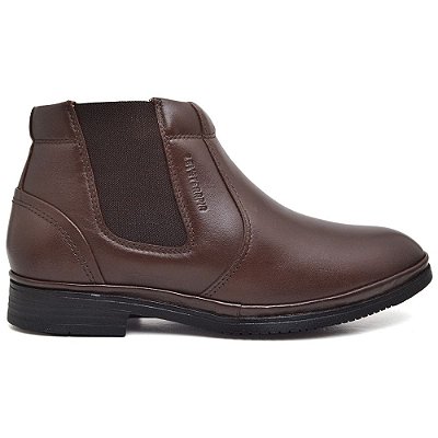Bota Botina Ortopédica Elastico Calce fácil Bico Redondo Masculina Anatômica Leveterapia Café