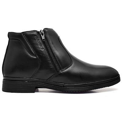 Bota Botina Ortopédica Dois Zíperes Bico Redondo Masculina Anatômica Leveterapia Preto
