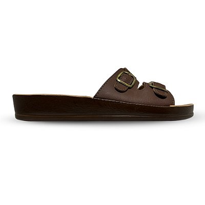 Sandália Chinelo Feminino Macio Ortopédico Leve Confortável Café