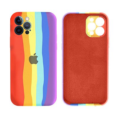 Capinha iPhone 12 PRO Orgulho Arco Íris em Silicone com Proteção de Câmera