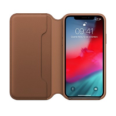 Case Leather Folio para iPhone X e XS - Caramelo