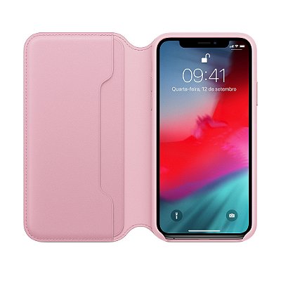 Case Leather Folio para iPhone X e XS - Rosa