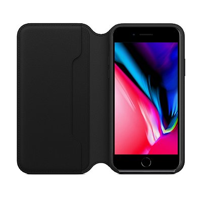 Case Leather Folio para iPhone 7 Plus e 8 Plus - Preto
