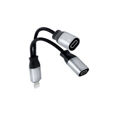 Cabo Adaptador Lightning para Lightning + Lightning Conector Simultâneo de Fones e Carregador