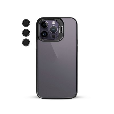 Capinha iPhone 14 Pro Max Acrílico com Suporte e Protetor De Lente