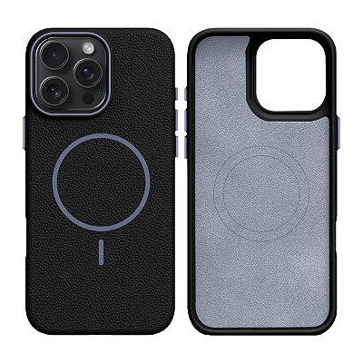 Capinha silicone textura de couro para iPhone 15 Pro Max