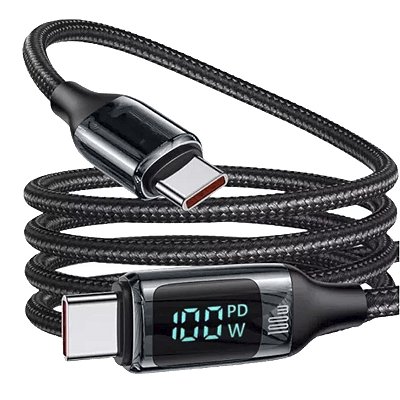 Cabo Carregador USB-C Carga Turbo Nylon 120cm com Display