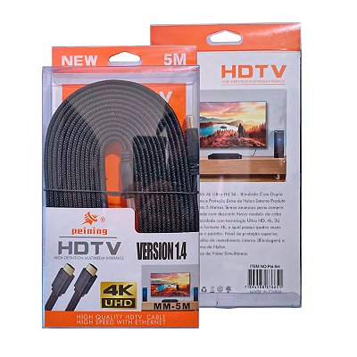 Cabo HDMI Nylon 5 Metros 4K UHD Blindado Duplo Revestimento