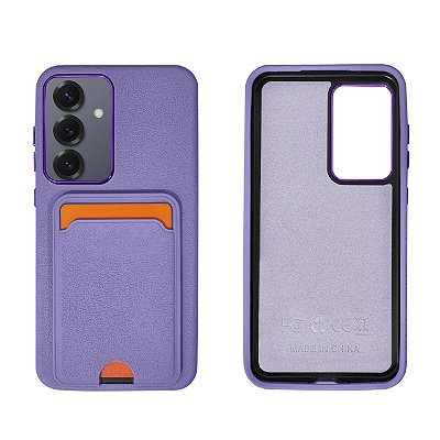 Capinha Textura Couro Porta Cartão para Galaxy S25 Plus