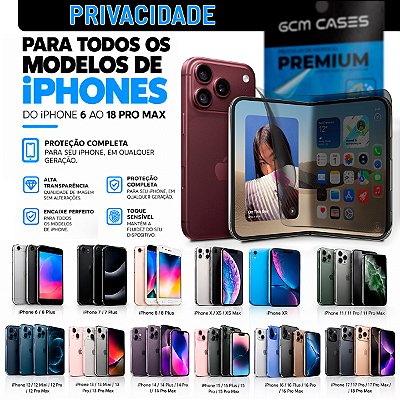 Película Hidrogel para Apple iPhone Todos Modelos Privacidade TPU Flexível Premium