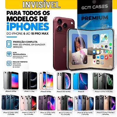 Película Hidrogel para Apple iPhone Todos Modelos Invisível TPU Flexível Premium