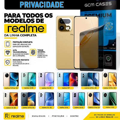 Película Hidrogel para Realme Linha Padrão Privacidade TPU Flexível Premium