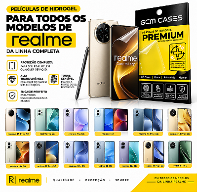 Película Hidrogel para Realme Linha Padrão Privacidade TPU Flexível Premium
