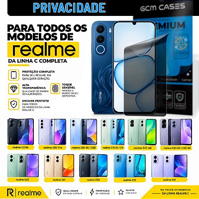 Película Hidrogel para Realme Linha C Series Privacidade TPU Flexível Premium