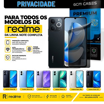 Película Hidrogel para Realme Linha Note Series Privacidade TPU Flexível Premium
