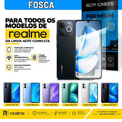 Película Hidrogel para Realme Linha Note Series Fosca TPU Flexível Premium
