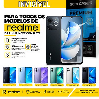 Película Hidrogel para Realme Linha Note Series Invisível TPU Flexível Premium