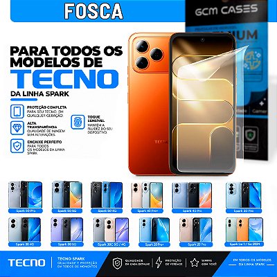 Película Hidrogel para Tecno Linha Spark Series Fosca TPU Flexível Premium