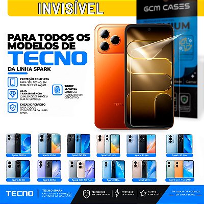 Película Hidrogel para Tecno Linha Spark Series Invisível TPU Flexível Premium