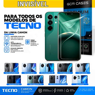 Película Hidrogel para Tecno Linha Camon Series Invisível TPU Flexível Premium