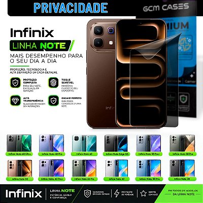 Película Hidrogel para Infinix Note Series Privacidade TPU Flexível Premium