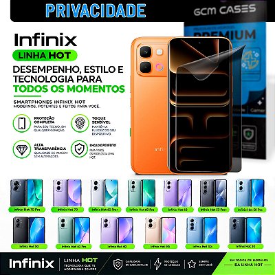 Película Hidrogel para Infinix Hot Series Privacidade TPU Flexível Premium
