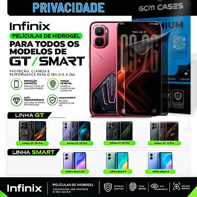 Película Hidrogel para Infinix GT & Smart Series Privacidade TPU Flexível Premium