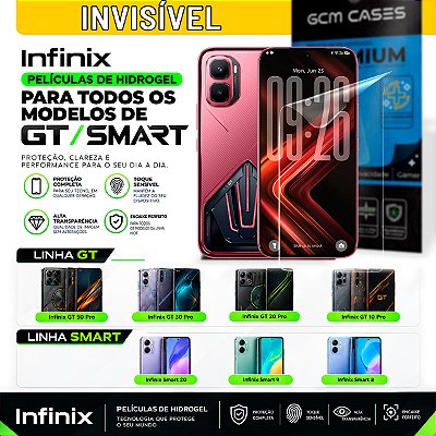 Película Hidrogel para Infinix GT & Smart Series Invisível TPU Flexível Premium