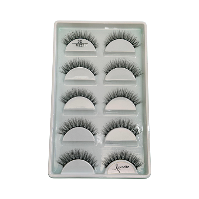 Caixa com 5 Pares de Cilios Postiços MZ 21