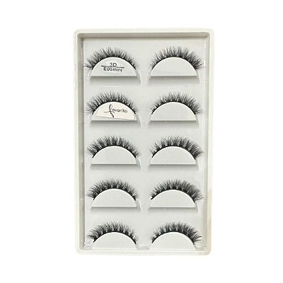 Caixa com 05 Pares de Cílios Postiços E08 Mini