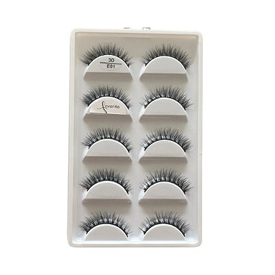 Caixa com 05 Pares de Cílios Postiços 3D E01