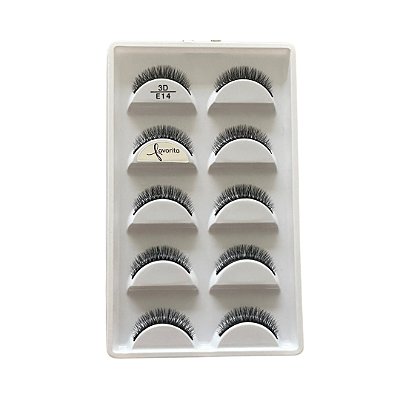 Caixa com 05 Pares de Cílios Postiços 3D E14
