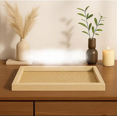 Bandeja decorativa vidro + abstrato12X28