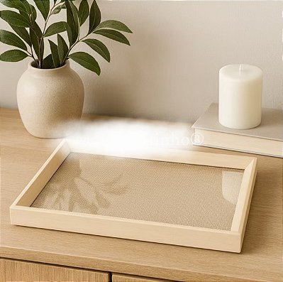 Bandeja decorativa vidro + entrelinhas 20x30
