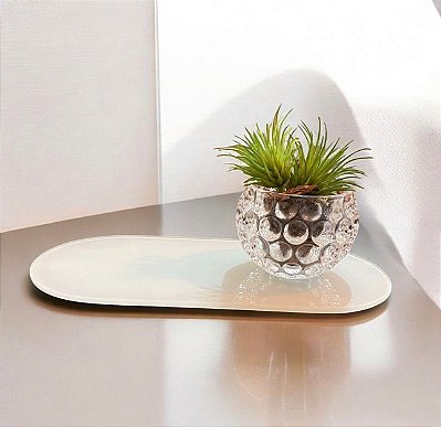 BANDEJA DECORATIVA EM VIDRO OVAL 22X10 - CONSULTAR COR