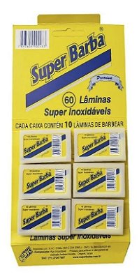 Lâmina Super Barba Premium Cartela Com 60 Lâminas De Barbear Inox Profissional