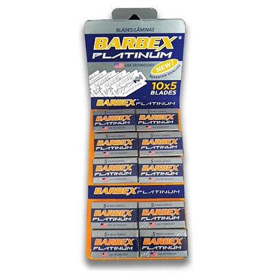 Lâmina De Barbear Barbex Platinum 50 Lâminas Duplo Fio Inox