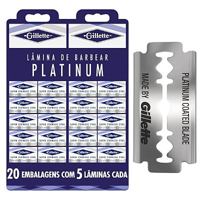 Lâmina Gillette Platinum Azul c/100 unidades