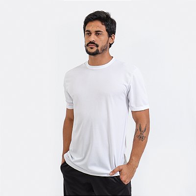 Camiseta Esportiva Dry Fit Masculina Poliéster Dry - Branco