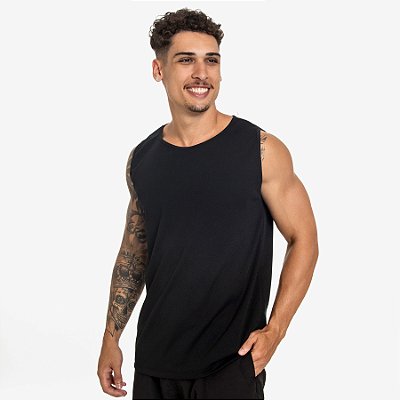 Camiseta Regata Esportiva Dry Fit Masculina - Preto