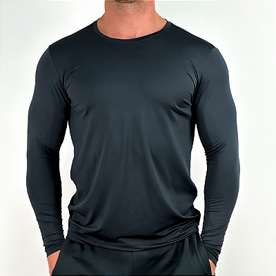 Camiseta Compressão UV Proteção Solar Segunda Pele Masculina - Preto