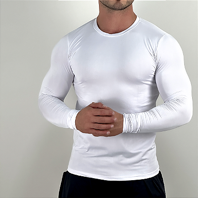 Camiseta Compressão UV Proteção Solar Segunda Pele Masculina - Branco