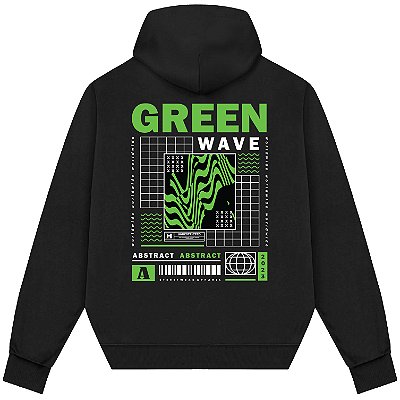 Blusão Blusa de Moletom Canguru Streetwear - Green Wave