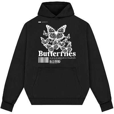 Blusão Blusa de Moletom Canguru Streetwear - Butterflies